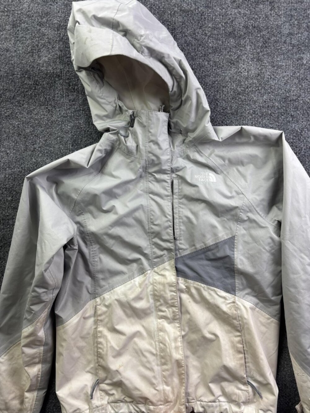 The North Face Jacket Womens Medium‎ Gray HyVent Hooded Rain Coat Zip Pockets